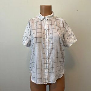 Cotton Collared Button Down Short Sleeve Shirt - Women's US 2